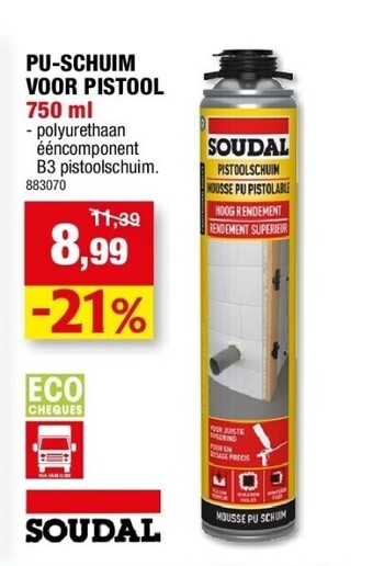 Pu-schuim voor pistool 750 ml