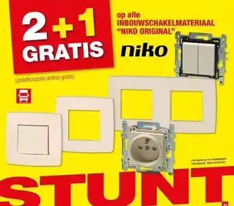 Op alle inbouwschakelmateriaal “niko original”
