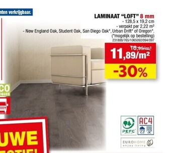 Hubo Laminaat “loft” 8 mm aanbieding