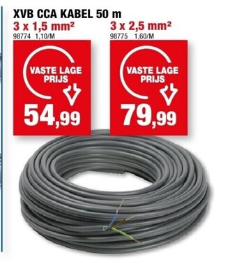 Hubo Xvb cca kabel 50 m 3 x 1,5 mm² aanbieding