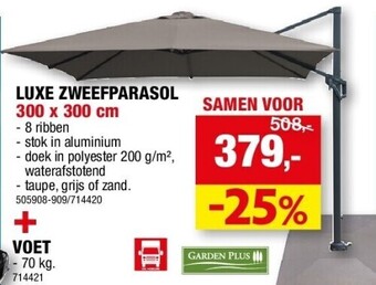 Hubo Luxe zweefparasol aanbieding