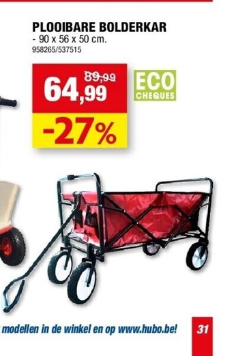 Hubo Plooibare bolderkar aanbieding