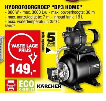 Hubo Hydrofoorgroep “bp3 home” aanbieding
