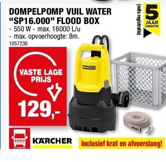 Hubo Dompelpomp vuil water “sp16.000” flood box aanbieding