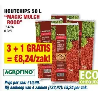 Hubo Houtchips 50 l “magic mulch rood” aanbieding