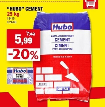 Hubo “hubo” cement 25 kg aanbieding