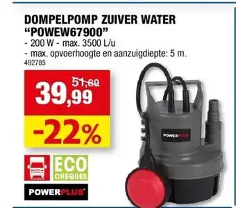 Hubo Dompelpomp zuiver water “powew67900” aanbieding