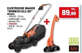 Hubo Elektrische maaier “bemw351gl2-qs” aanbieding