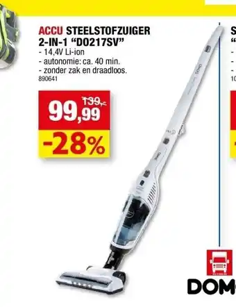Hubo Accu steelstofzuiger 2-in-1 “do217sv” aanbieding