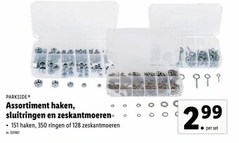 Assortiment haken, sluitringen en zeskantmoeren