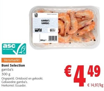 Colruyt Boni selection gamba's 300 g aanbieding