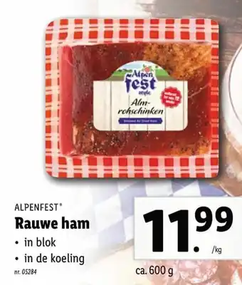Lidl Rauwe ham 600g aanbieding