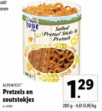 Lidl Pretzels en zoutstokjes 280g aanbieding