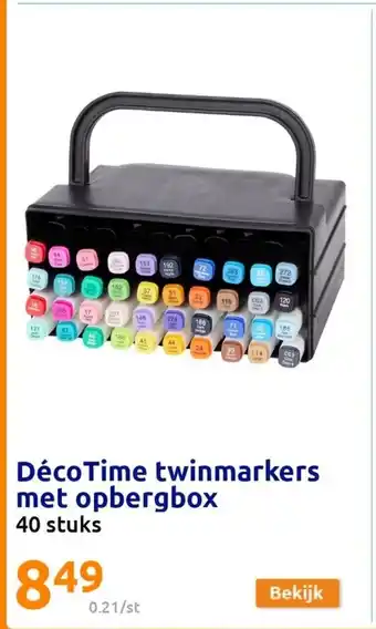 Action DécoTime twinmarkers met opbergbox 40 stuks aanbieding