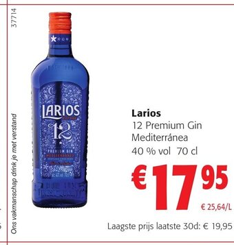 Colruyt Larios 12 Premium Gin Mediterránea 40 % vol 70 cl aanbieding