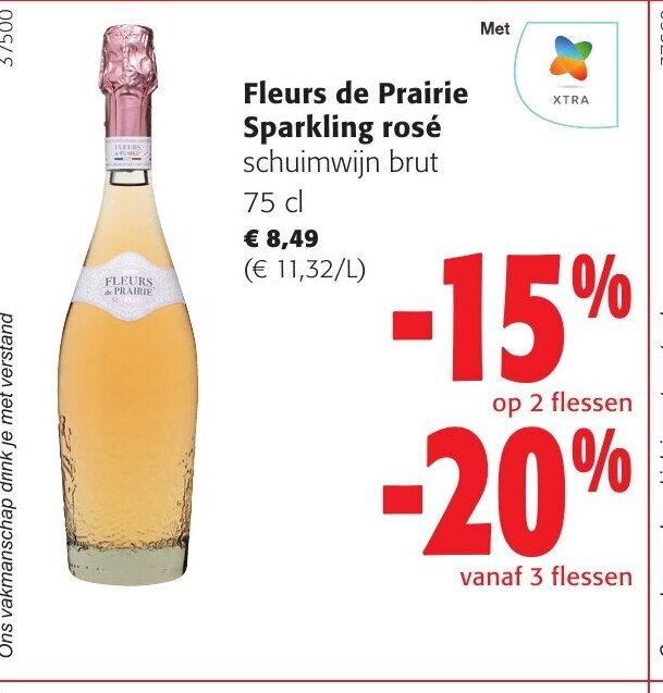 Fleurs de Prairie Sparkling rosé schuimwijn brut 75cl promotie bij Colruyt