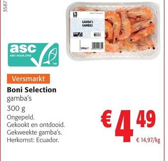 Colruyt Boni Selection gamba's 300 g aanbieding