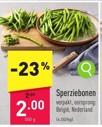 ALDI Sperziebonen 500g aanbieding