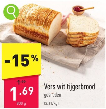ALDI Vers wit tijgerbrood 800g aanbieding