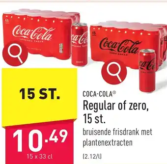 ALDI COCA-COLAⓇ Regular of zero, 15 x 33cl aanbieding