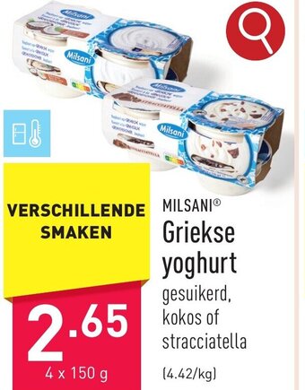 ALDI Milsani Griekse yoghurt 4 x 150g aanbieding