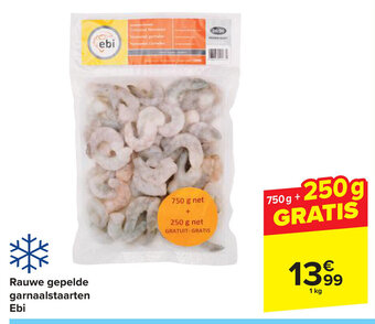 Rauwe gepelde garnaalstaarten