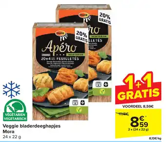 Carrefour Veggie bladerdeeghapjes Mora aanbieding