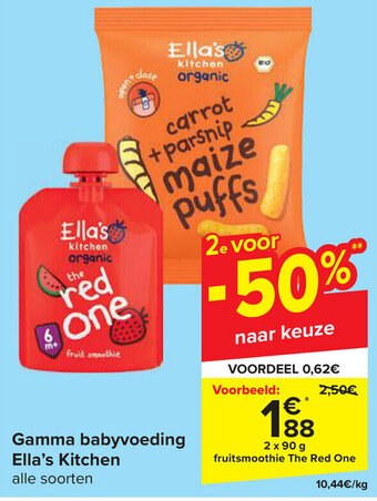Carrefour Gamma babyvoeding Ella's Kitchen aanbieding