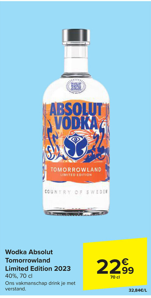 Wodka Absolut Tomorrowland Limited Edition 2023 promotie bij Carrefour