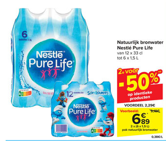 Carrefour Natuurlijk bronwater Nestlé Pure Life aanbieding