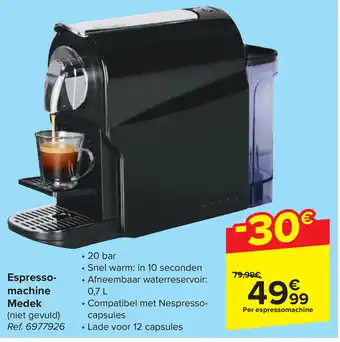 Carrefour Espresso machine Medek aanbieding