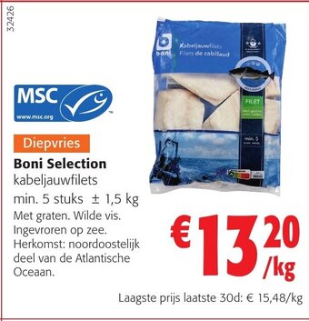 Colruyt Boni Selection kabeljauwfilets aanbieding