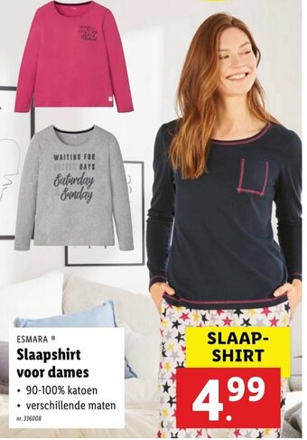 Lidl Slaapshirt voor dames aanbieding