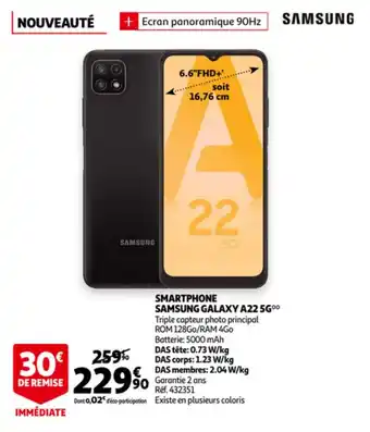 Auchan Smartphone Samsung Galaxy A22 5G aanbieding