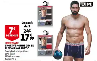 Auchan Immédiate Shortys Homme Dim 3D Flex Air Karabatic aanbieding