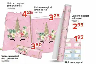 Euroshop Unicorn Magical Gym-zewemtas, Unicorn Magical Ringmap A4, Unicorn Magical Kaftpapier, Unicorn Magical Rond Pennentas aanbieding