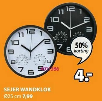 Jysk Sejer wandklok aanbieding
