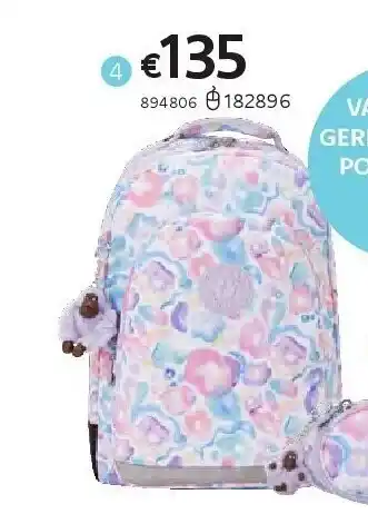 Kipling rugzak class room aqua flowers