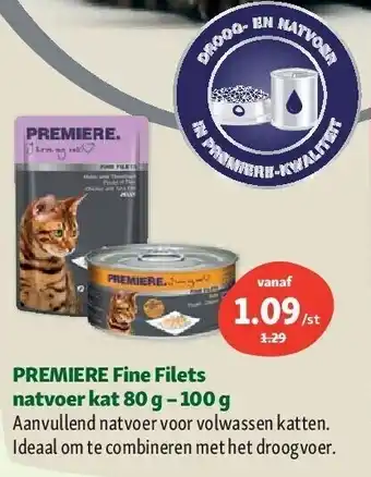 Maxi Zoo Premiere fine filets natvoer kat 80 g – 100 g aanbieding