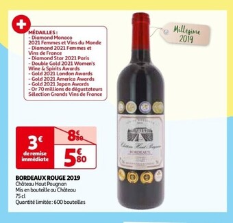 Auchan Bordeaux rouge 2019 aanbieding