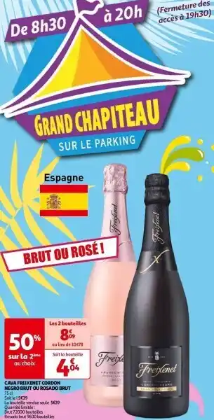 Auchan Cava freixenet cordon negro brut ou rosado brut 75 cl aanbieding