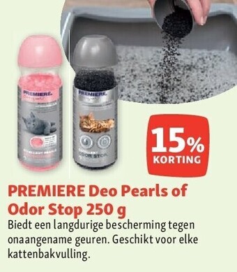 Maxi Zoo Premiere deo pearls of odor stop 250 g aanbieding