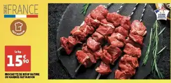 Auchan Brochette de boeuf nature ou marinee fait maison aanbieding