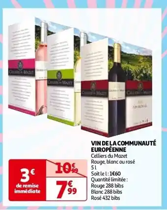 Auchan Vin de la communauté européenne aanbieding