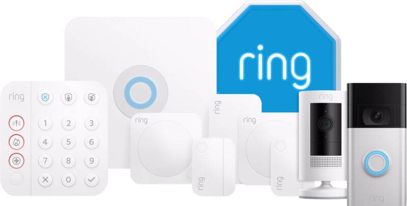 CoolBlue Ring alarmsysteem met 4 sensoren + stick up cam wit + video doorbell + sirene aanbieding