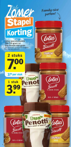 Lotus speculoospasta 700-720 gram en duo penotti 800 gram