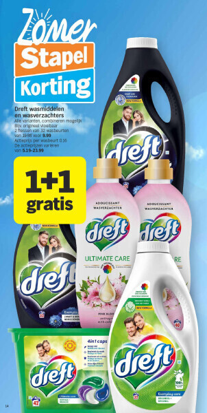 Albert Heijn Dreft wasmiddelen en wasverzachters aanbieding