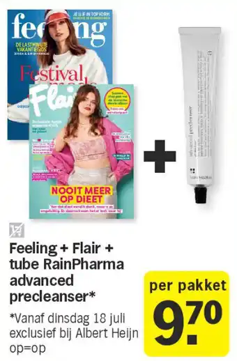 Albert Heijn Feeling + flair + tube rainpharma advanced precleanser aanbieding