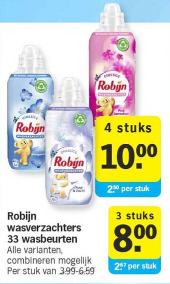 Albert Heijn Robijn wasverzachters 33 wasbeurten aanbieding