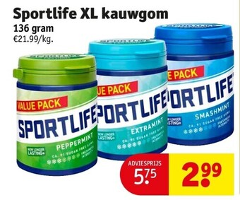 Kruidvat Sportlife XL kauwgom 136 gram aanbieding